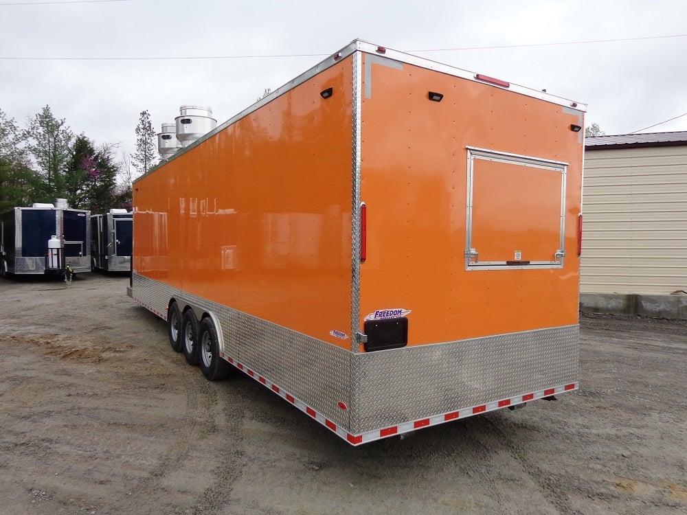 8.5' x 30' Orange Flat Nose Concession Food Trailer