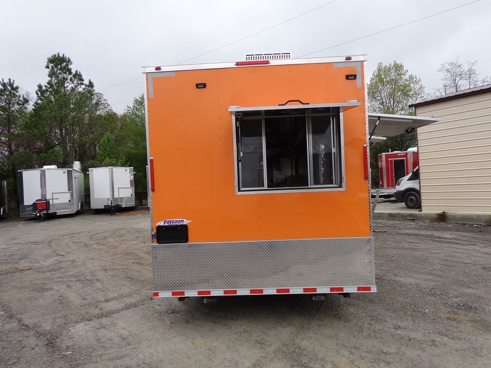 8.5' x 30' Orange Flat Nose Concession Food Trailer