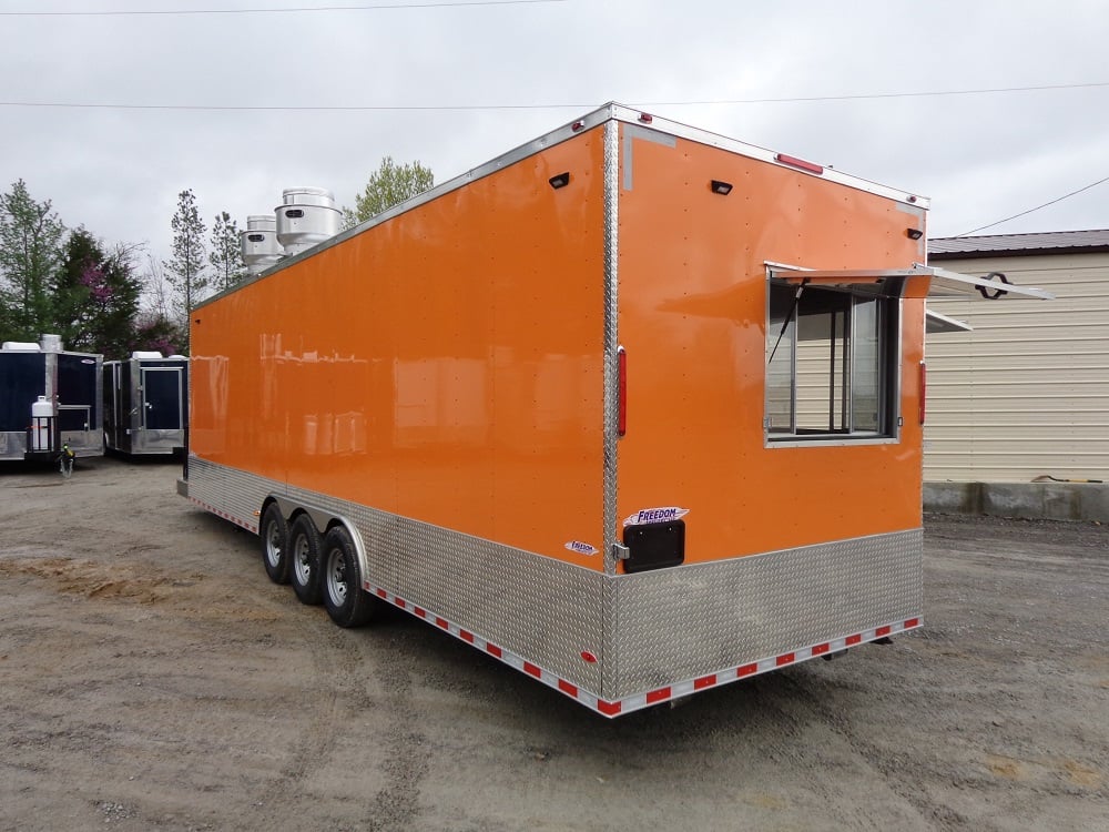 8.5' x 30' Orange Flat Nose Food Concession Trailer With Appliances