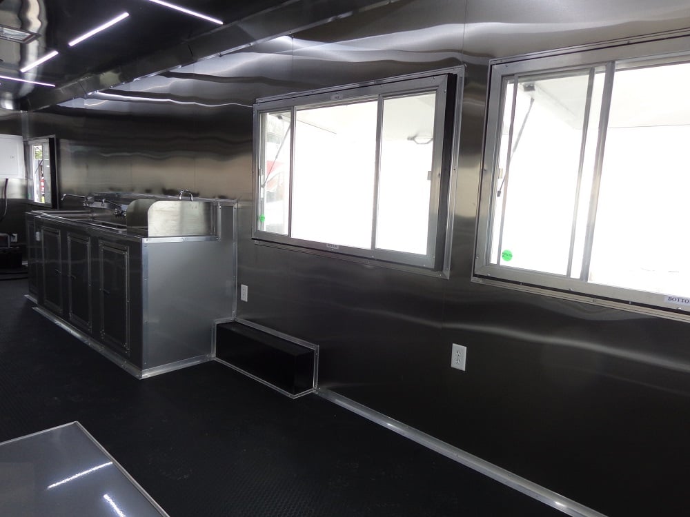 8.5' x 30' Orange Flat Nose Concession Food Trailer