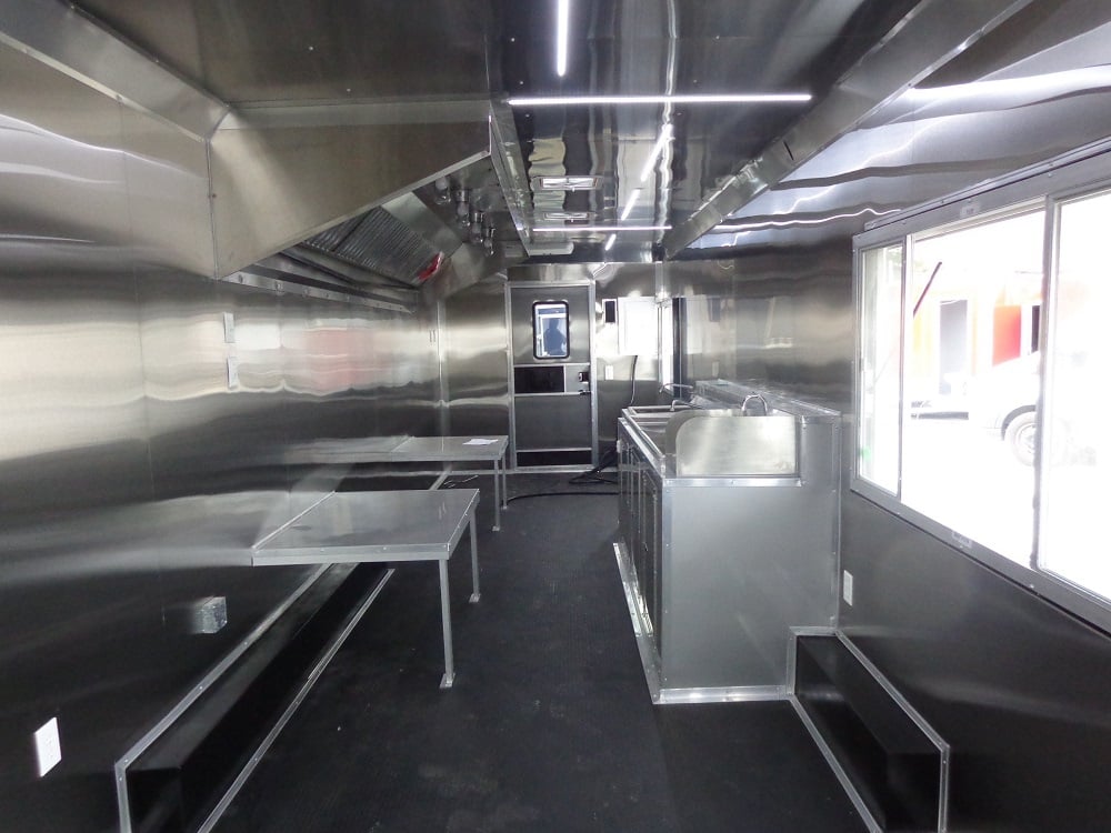 8.5' x 30' Orange Flat Nose Concession Food Trailer