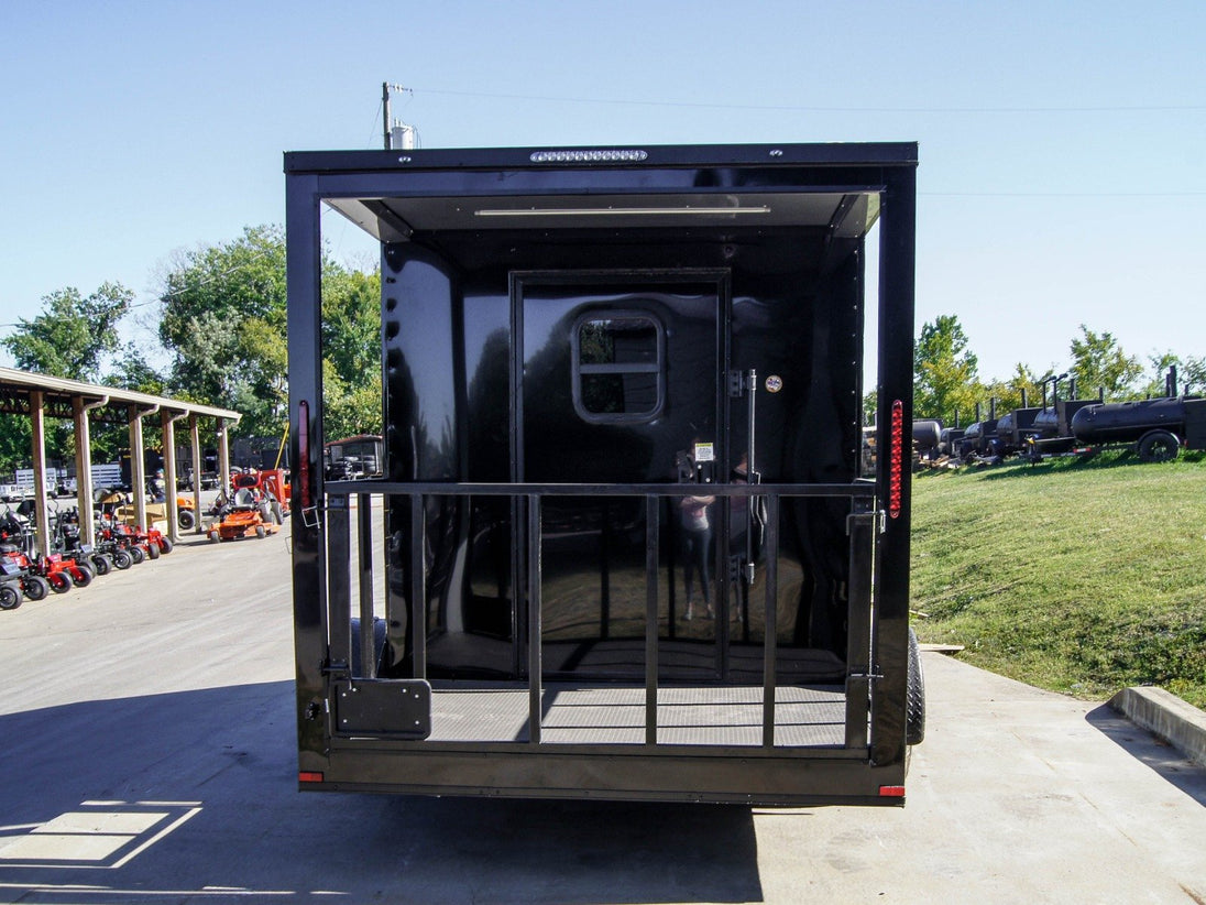 7x12 Black Concession Porch Trailer Food Serving Merchandising