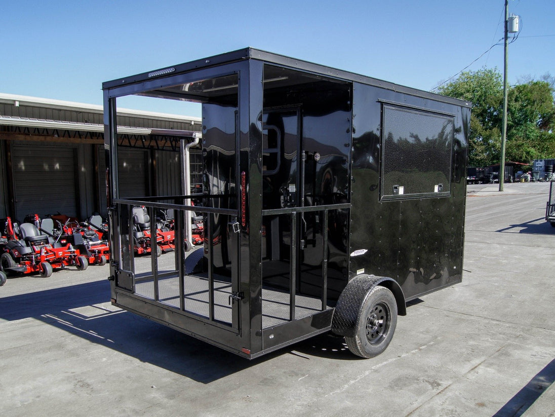 7x12 Black Concession Porch Trailer Food Serving Merchandising