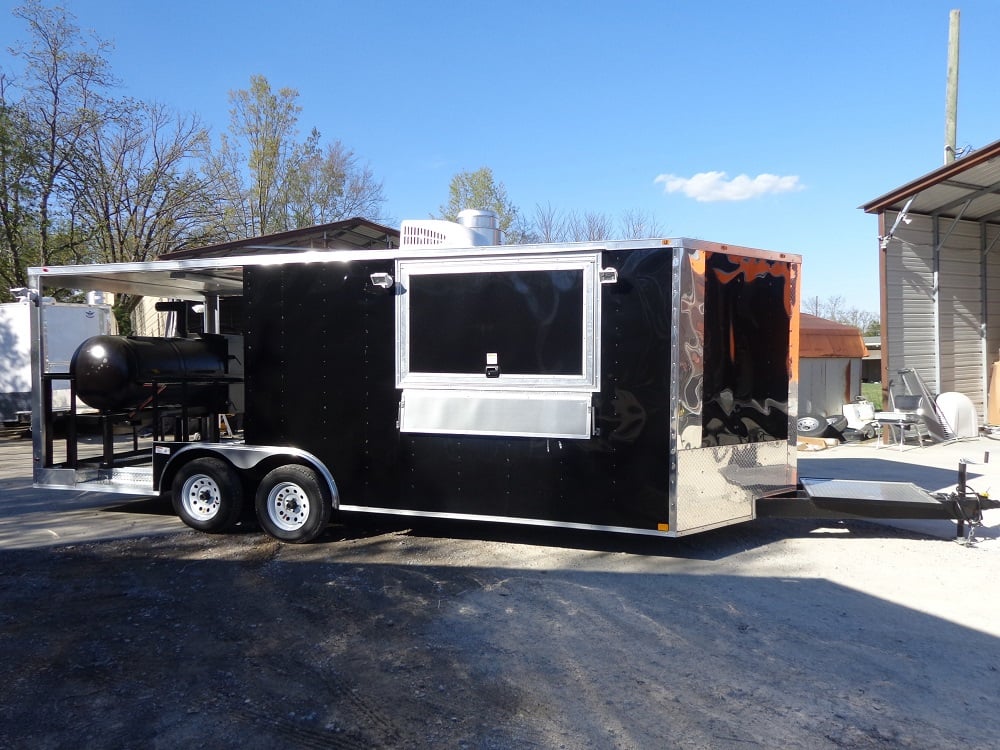 8.5' x 20' Black Porch Style Concession Trailer w Appliances