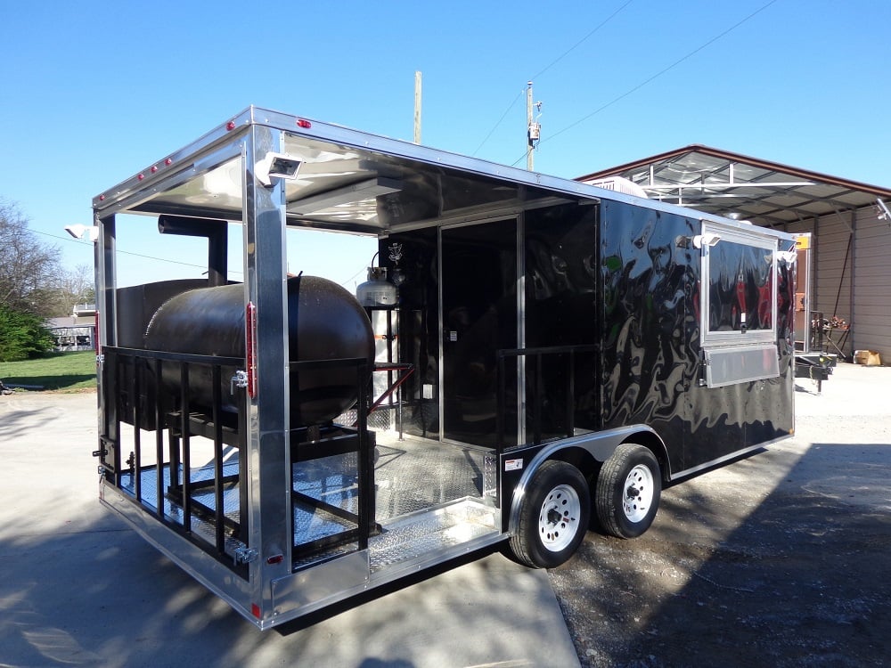 8.5' x 20' Black Porch Style Concession Trailer w Appliances