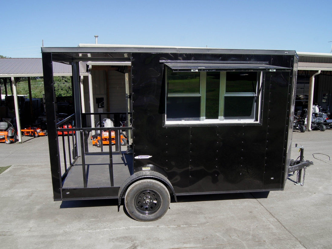 7x12 Black Concession Porch Trailer Food Serving Merchandising