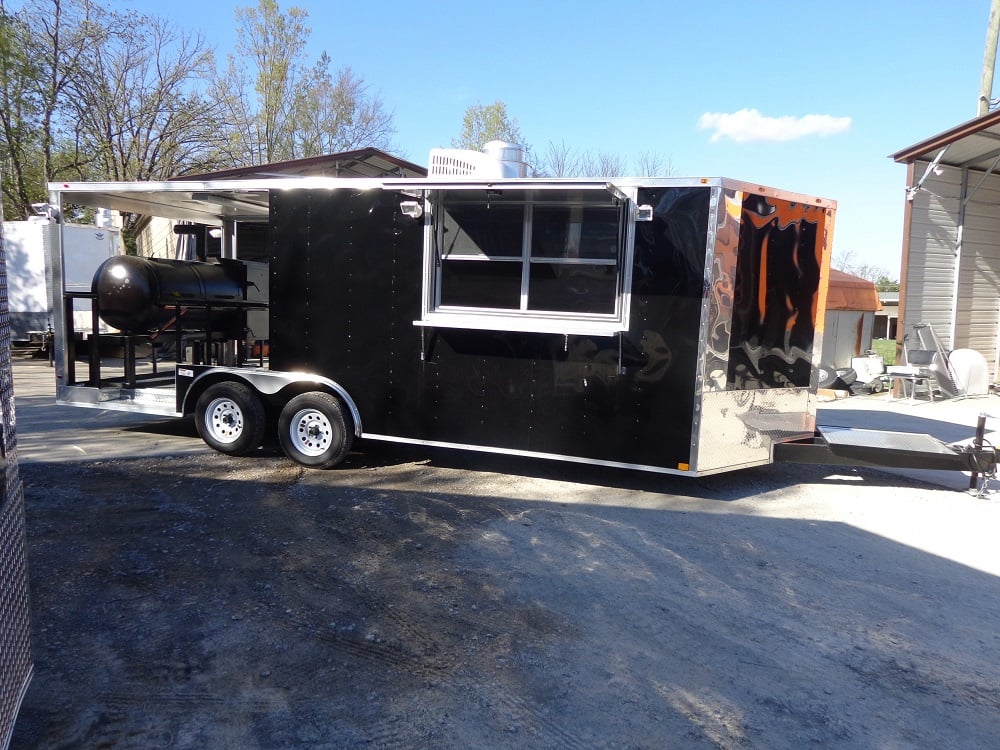 8.5' x 20' Black Porch Style Concession Food Trailer