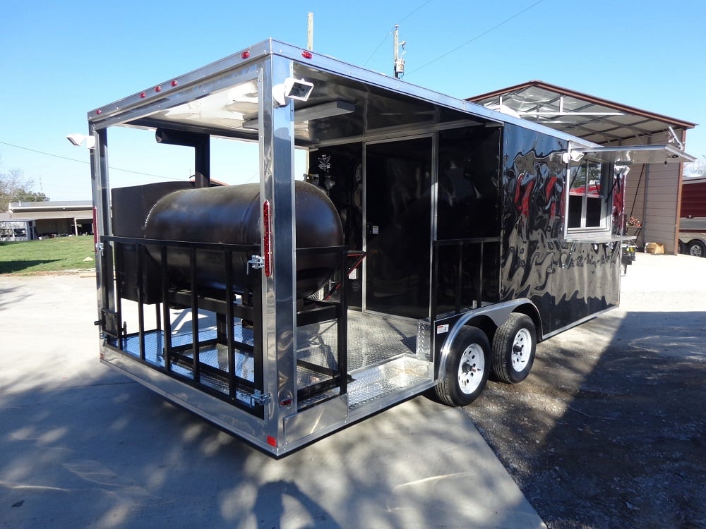 8.5' x 20' Black Porch Style Concession Trailer w Appliances