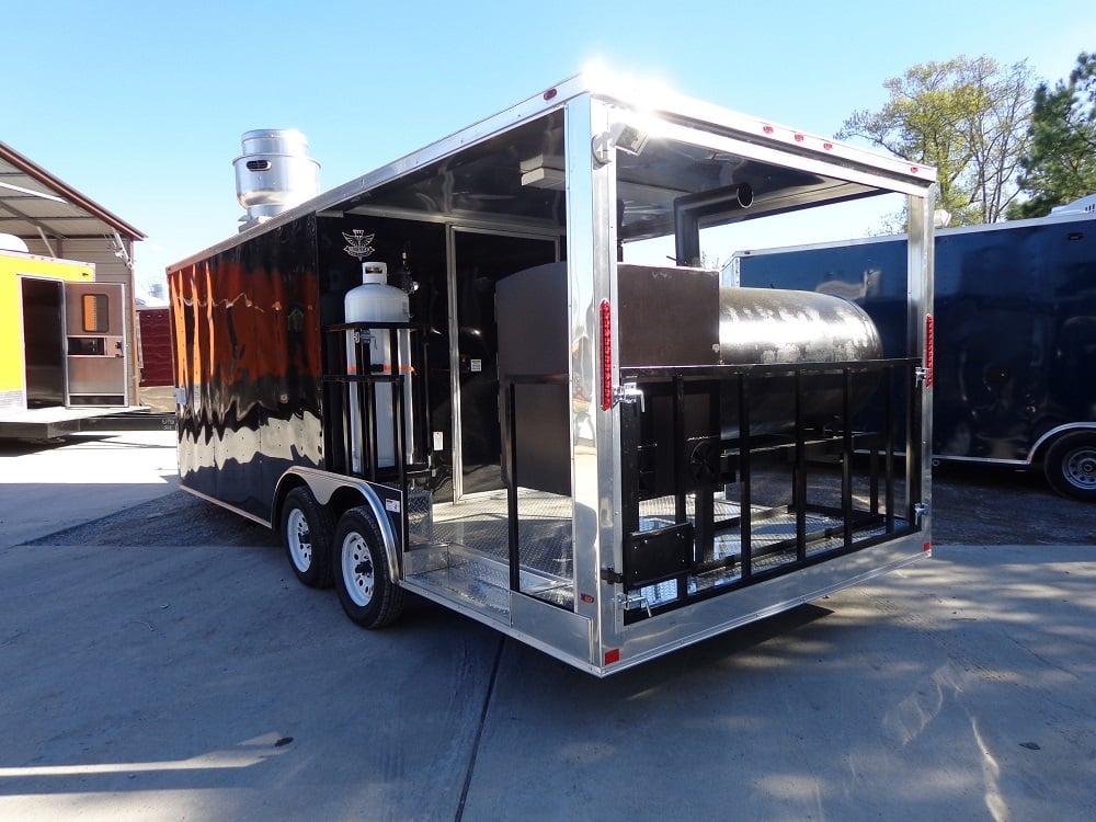 8.5' x 20' Black Porch Style Concession Food Trailer