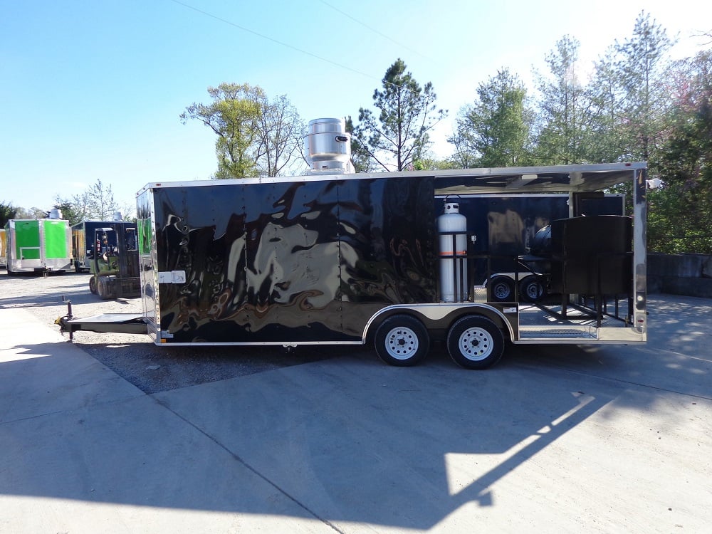 8.5' x 20' Black Porch Style Concession Trailer w Appliances