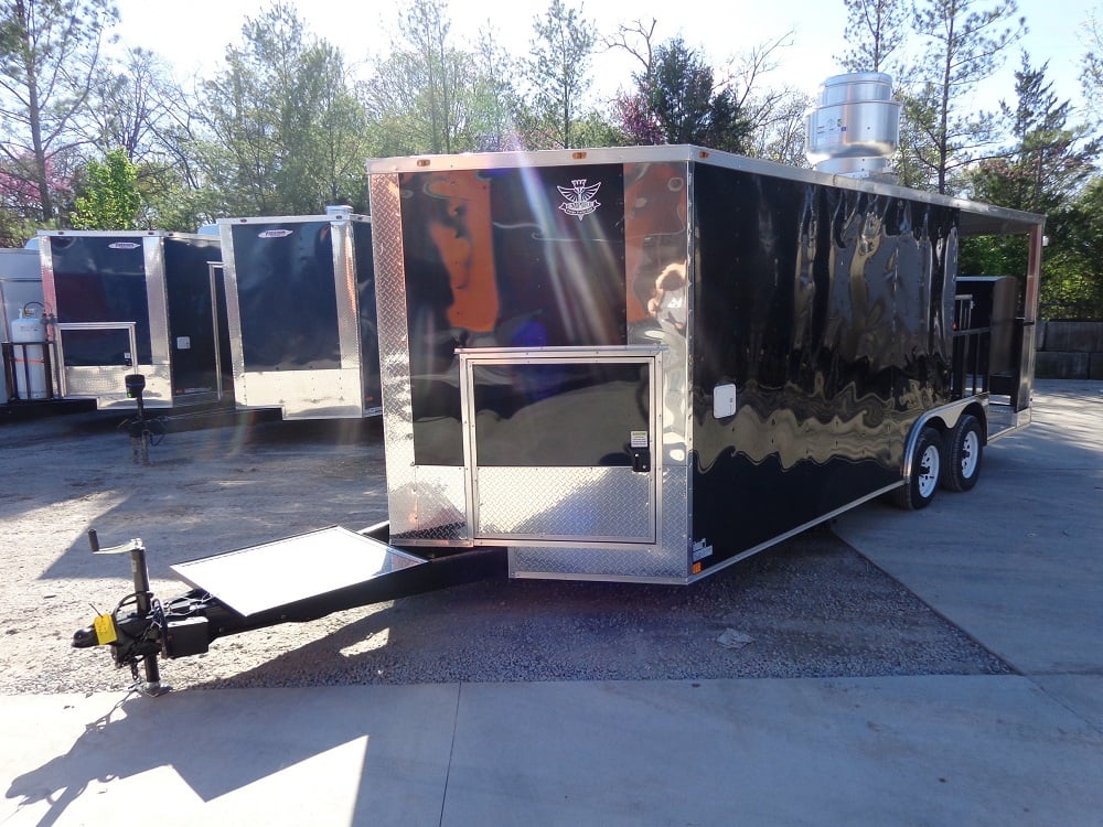 8.5' x 20' Black Porch Style Concession Trailer w Appliances