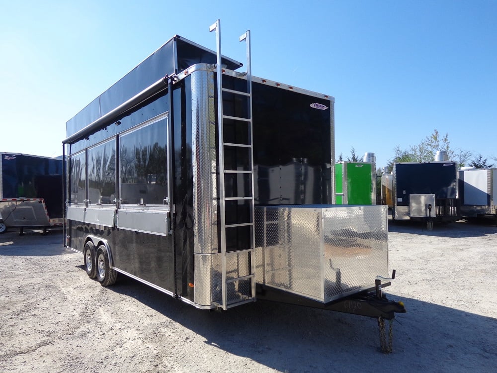 8.5' x 22' Black Flat Nose Concession Trailer