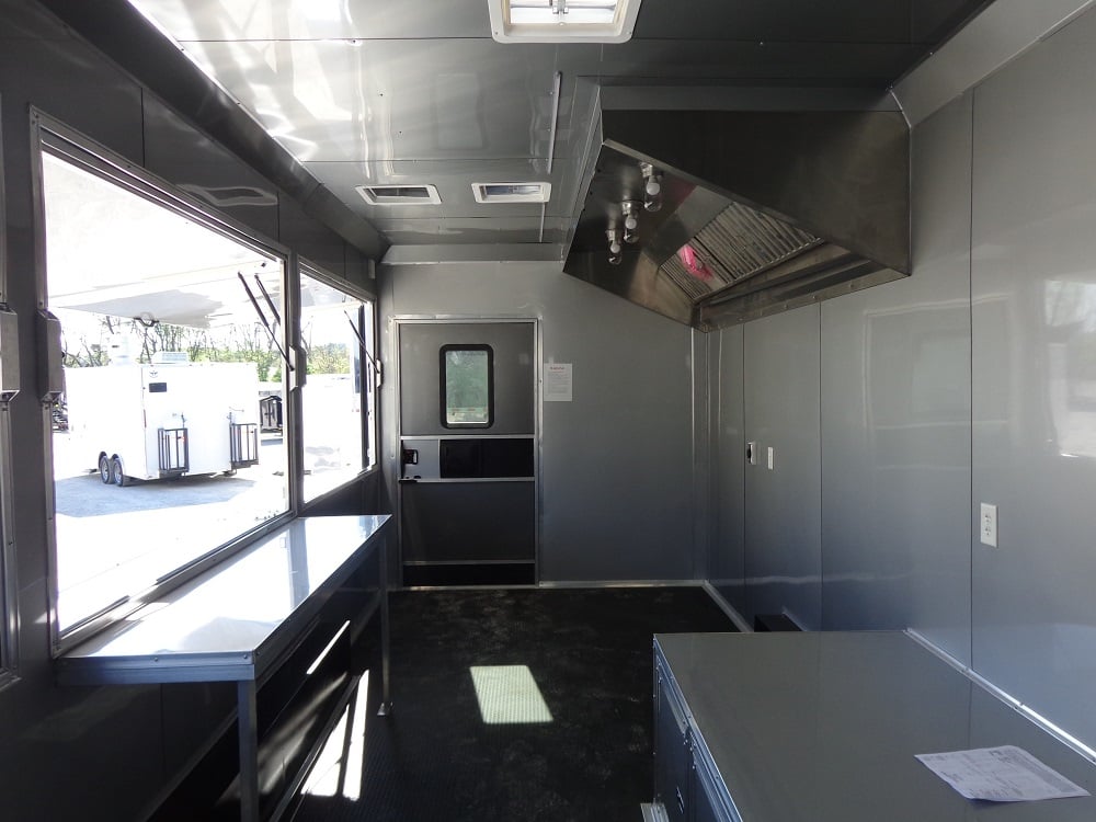 8.5' x 22' Black Flat Nose Concession Trailer