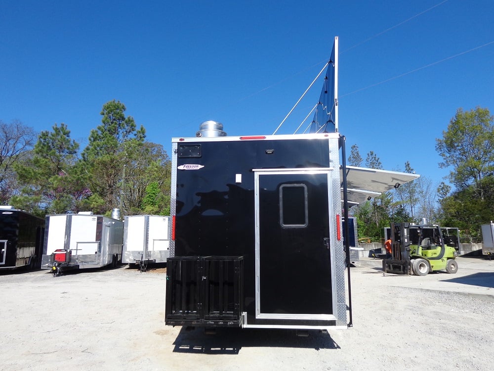 8.5' x 22' Black Flat Nose Concession Trailer