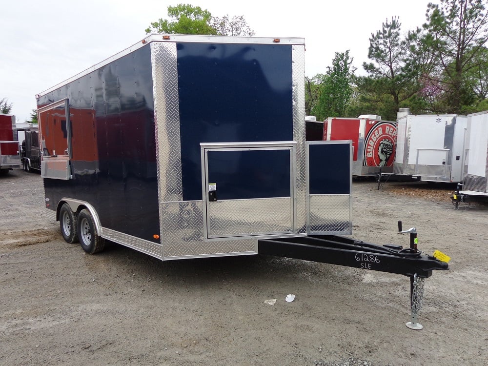 8.5' x 14' Enclosed Indigo Blue Concession Food Trailer