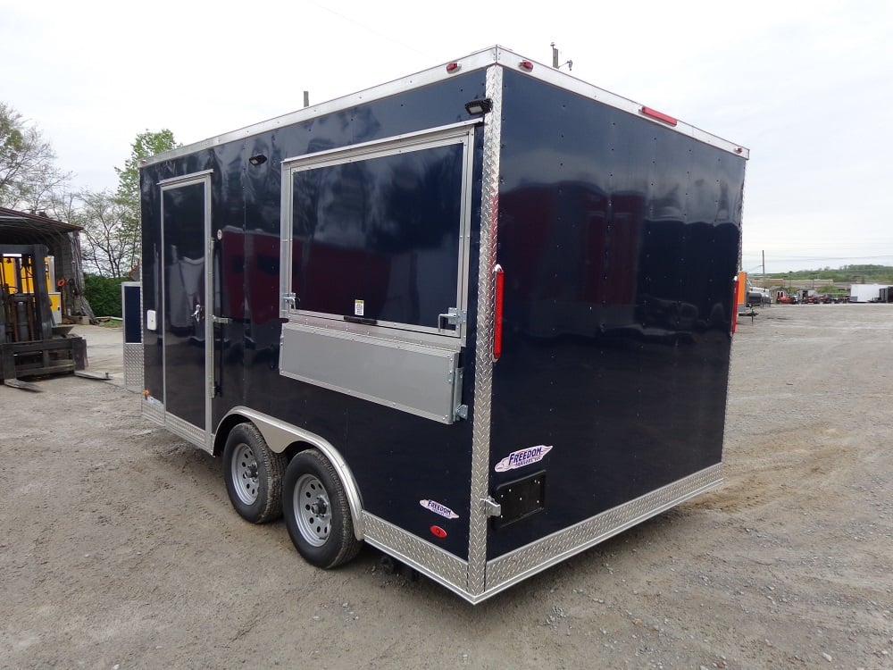 8.5' x 14' Enclosed Indigo Blue Concession Food Trailer