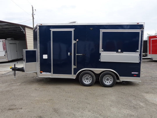 8.5' x 14' Enclosed Indigo Blue Concession Food Trailer