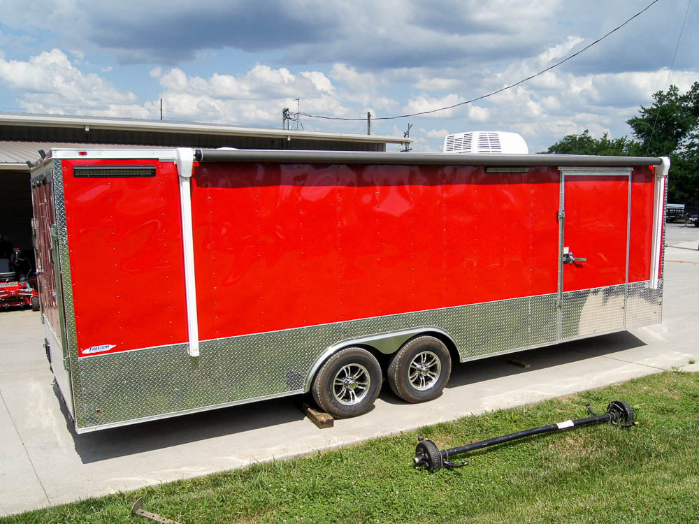 Custom Red 8.5x24 Enclosed Trailer (2) 5200lb Axles Diamond Plate Floor