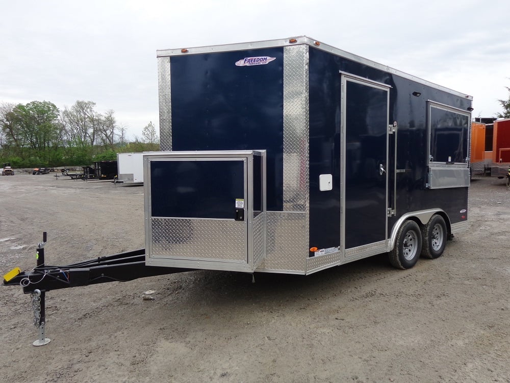 8.5' x 14' Enclosed Indigo Blue Concession Food Trailer