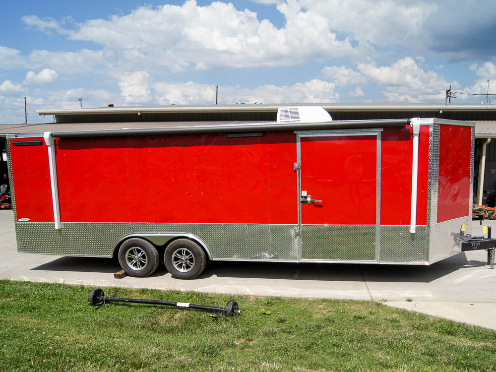 Custom Red 8.5x24 Enclosed Trailer (2) 5200lb Axles Diamond Plate Floor