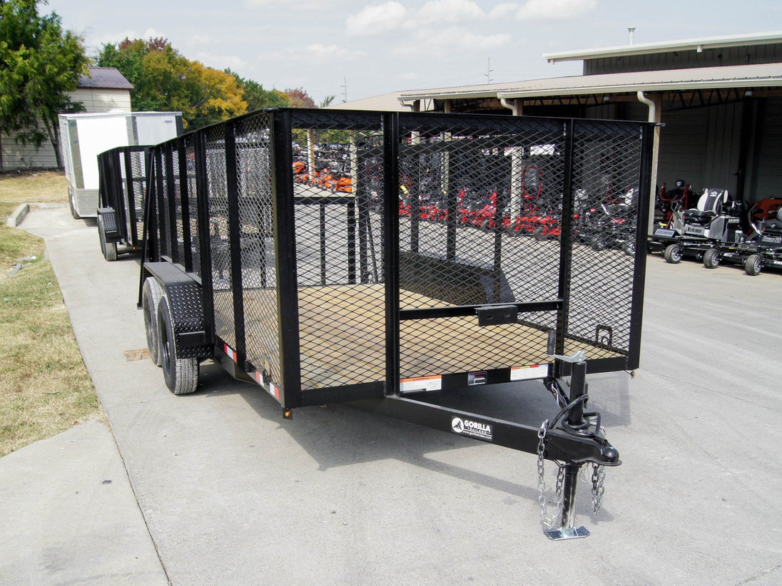 6.4x14 - 4ft Mesh Side Tandem Dovetail Utility Trailer