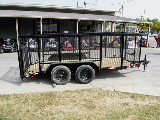 6.4x14 - 4ft Mesh Side Tandem Dovetail Utility Trailer