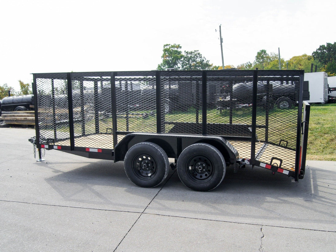 6.4x14 - 4ft Mesh Side Tandem Dovetail Utility Trailer