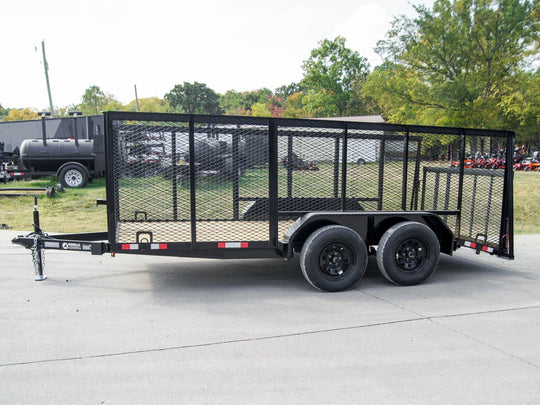 6.4x14 - 4ft Mesh Side Tandem Dovetail Utility Trailer