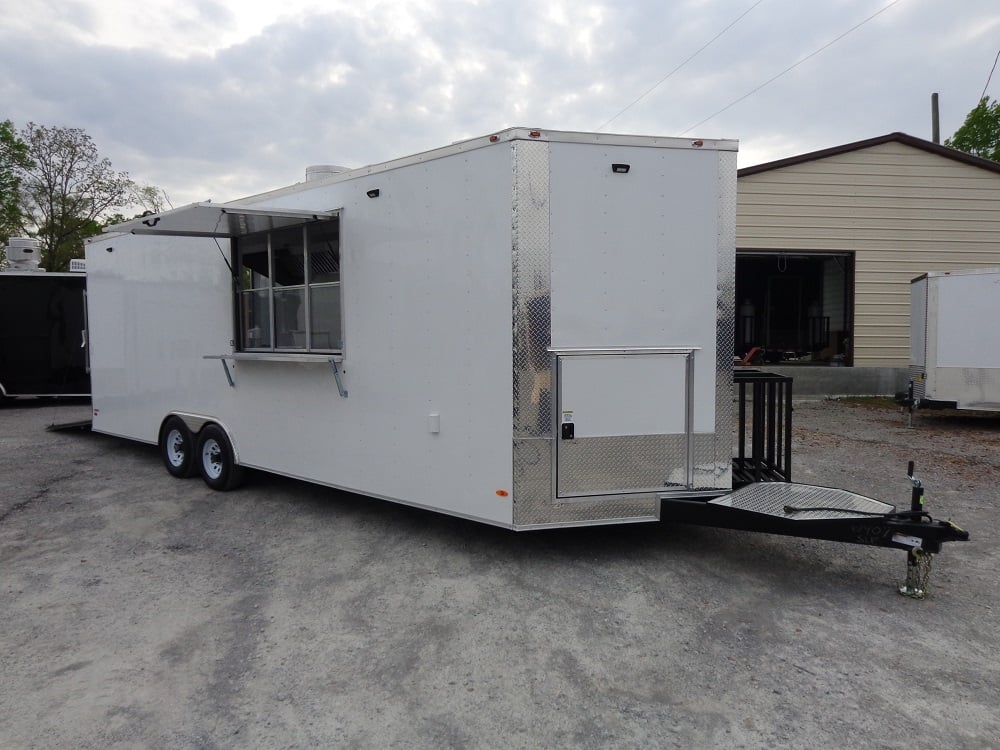 8.5' x 25' White Vending Concession Food Trailer