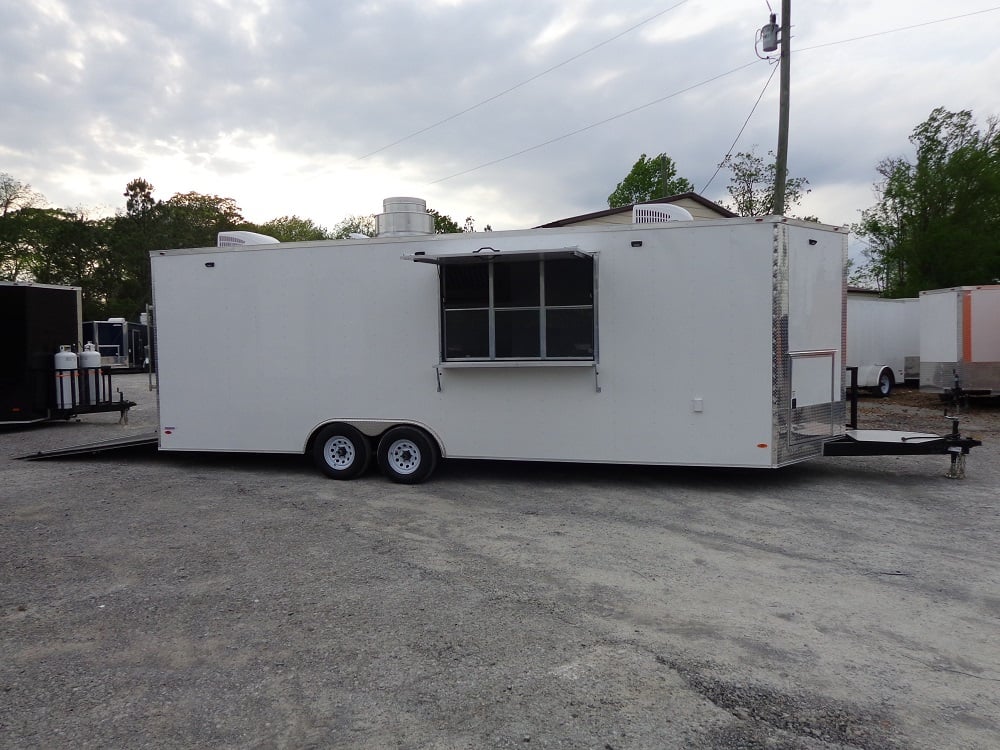 8.5' x 25' White Concession Food Trailer With Appliances