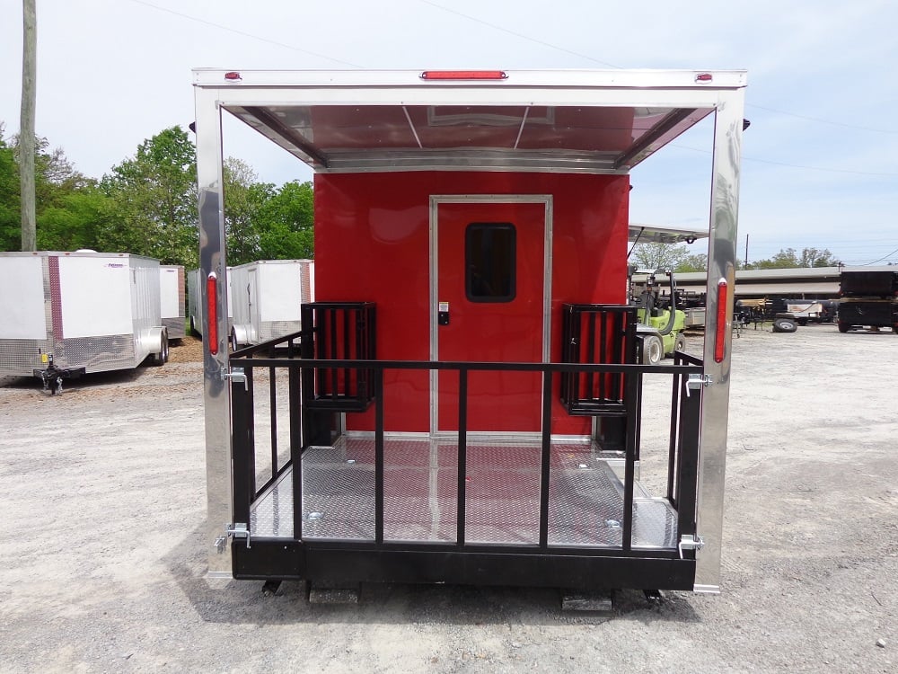 8.5' x 22' Flat Front Red Concession Porch Style Trailer