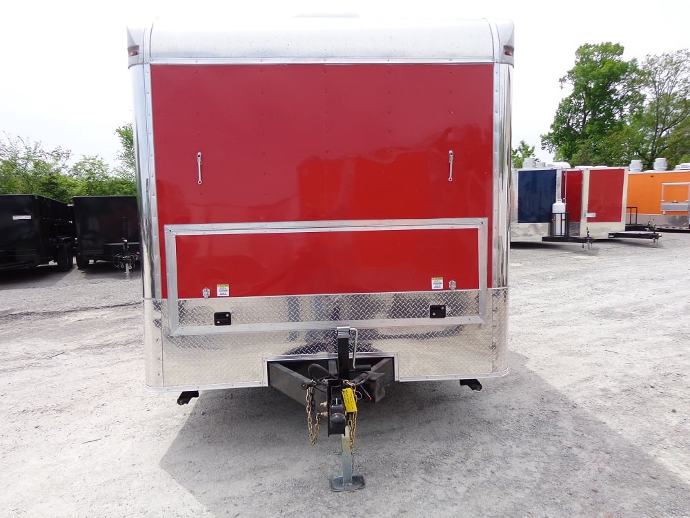 8.5' x 22' Flat Front Red Concession Porch Style Trailer