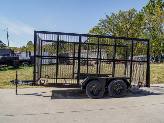 6.4' X 14' Tandem Axle Straight Utility Trailer - Mesh 6' Sides