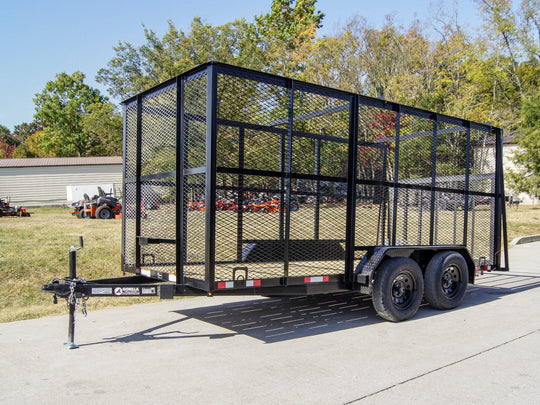 6.4' X 14' Tandem Axle Straight Utility Trailer - Mesh 6' Sides