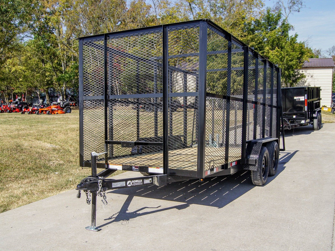 6.4' X 14' Tandem Axle Straight Utility Trailer - Mesh 6' Sides