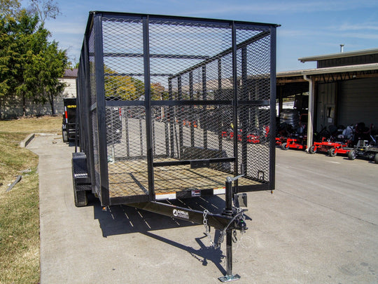 6.4' X 14' Tandem Axle Straight Utility Trailer - Mesh 6' Sides