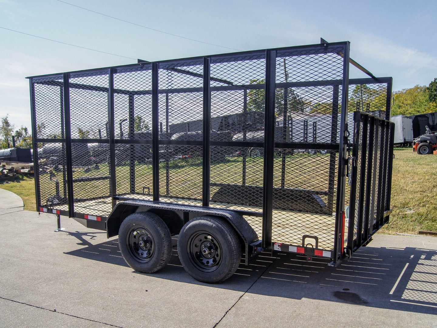 6.4' X 14' Tandem Axle Straight Utility Trailer - Mesh 6' Sides