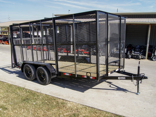 6.4' X 14' Tandem Axle Straight Utility Trailer - Mesh 6' Sides