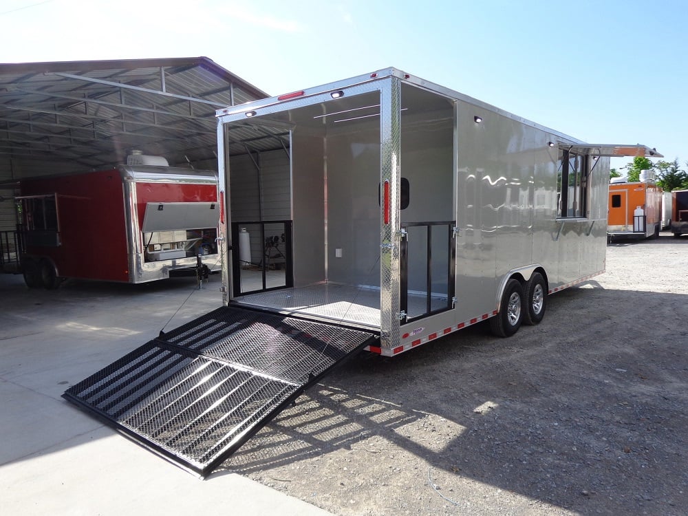 8.5' x 26' Dove Gray Flat Nose Concession Trailer