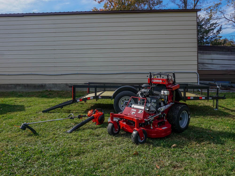 Ferris SRS Z1 36" 19HP Kawasaki Stand-On Mower (5901939) Echo Handhelds and 5x10 Utility Trailer Package