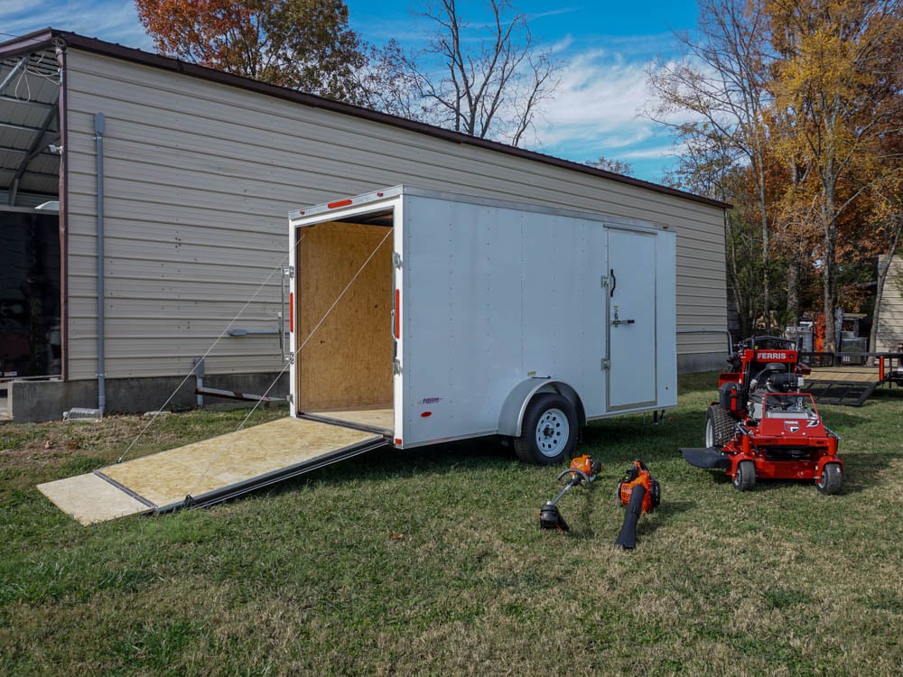 Ferris SRS Z1 36" 19HP Kawasaki Stand-On Mower (5901939) Echo Handhelds and 6x12 Enclosed Trailer Package