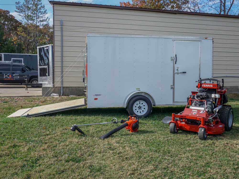 Ferris SRS Z1 36" 19HP Kawasaki Stand-On Mower (5901939) Echo Handhelds and 6x12 Enclosed Trailer Package