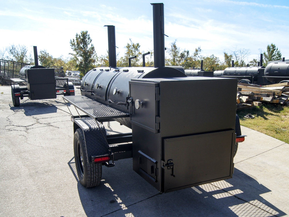 BBQ Smoker 300 Gallon Trailer Pull Behind with Wood Cage