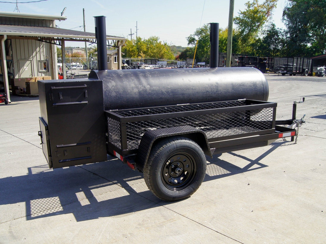 BBQ Smoker 300 Gallon Trailer Pull Behind with Wood Cage