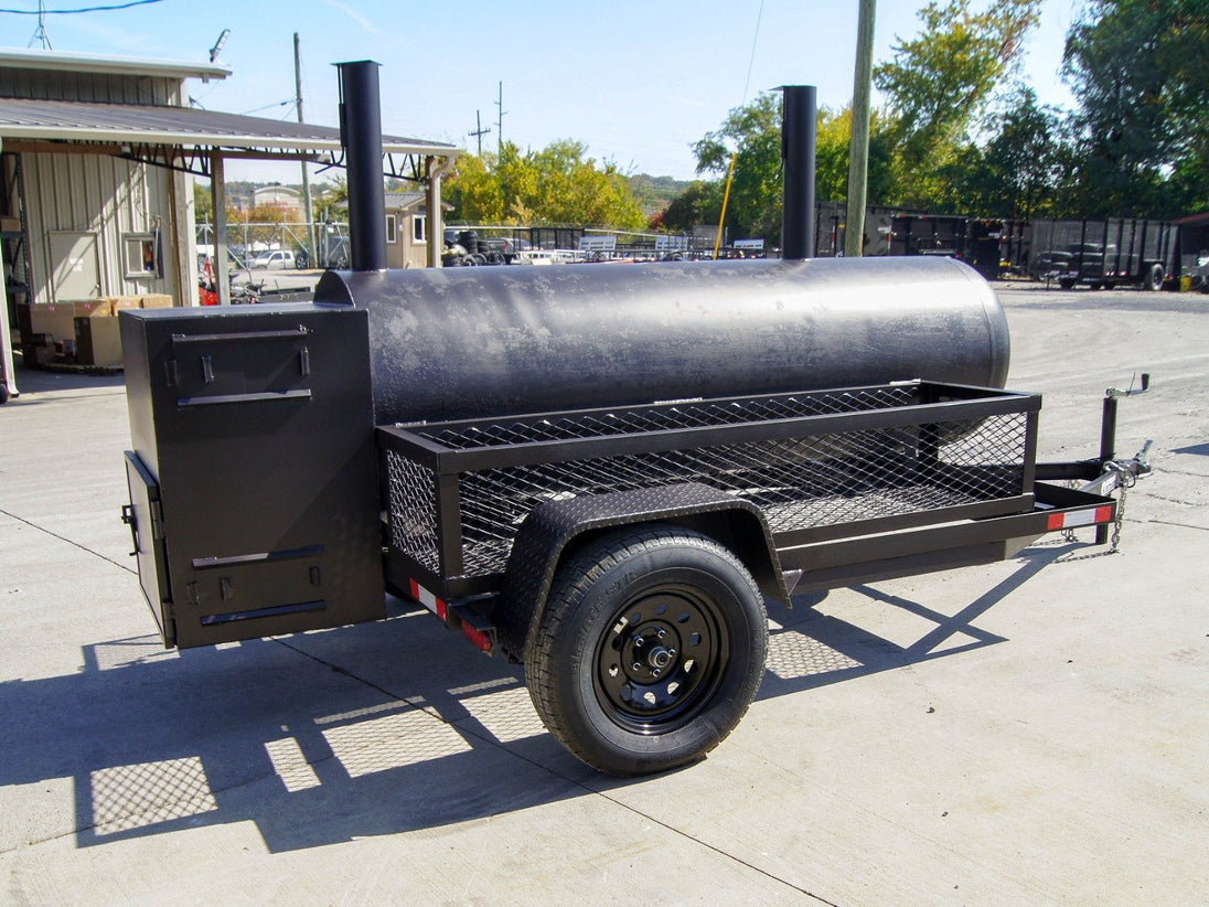 BBQ Smoker 300 Gallon Trailer Pull Behind with Wood Cage