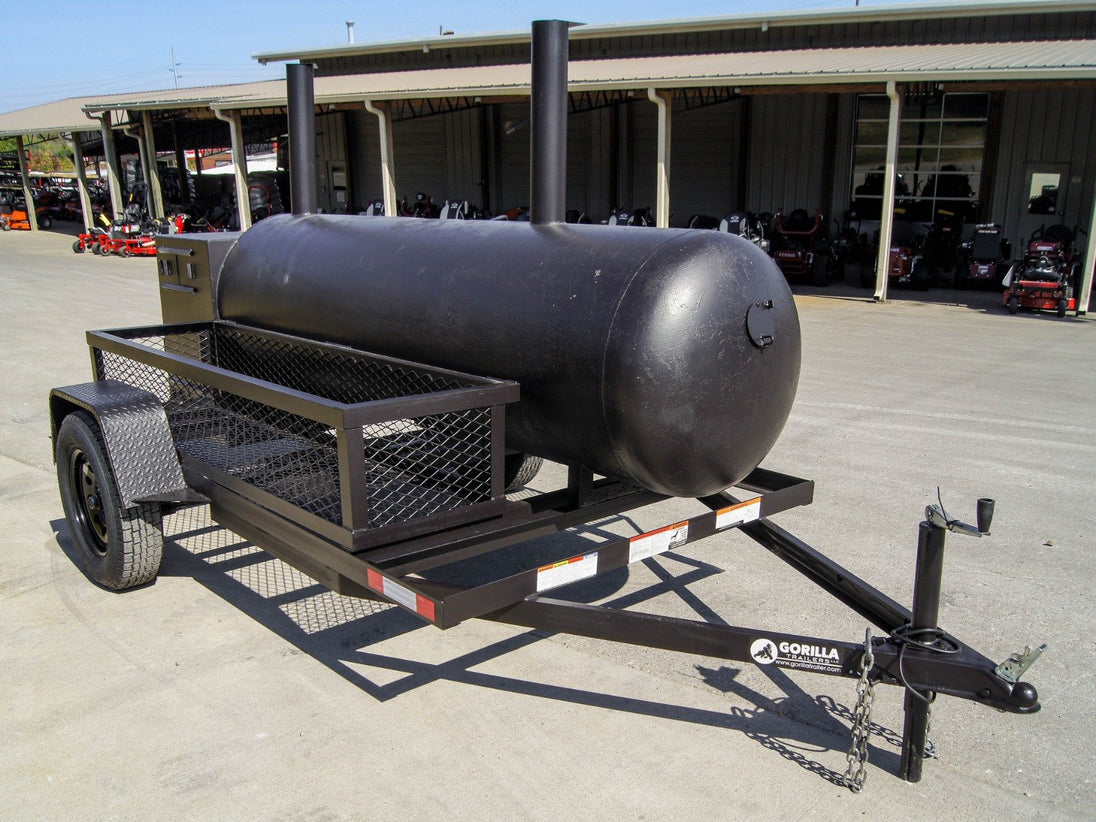 BBQ Smoker 300 Gallon Trailer Pull Behind with Wood Cage