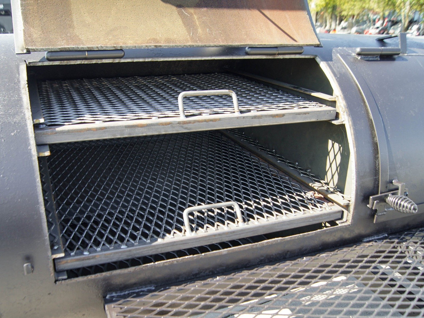 BBQ Smoker 300 Gallon Trailer Pull Behind with Wood Cage