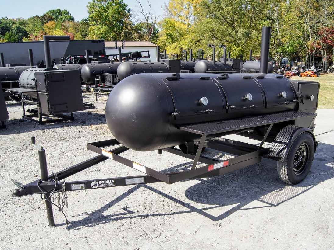 BBQ Smoker 330 Gallon Trailer Pull Behind with Wood Cage