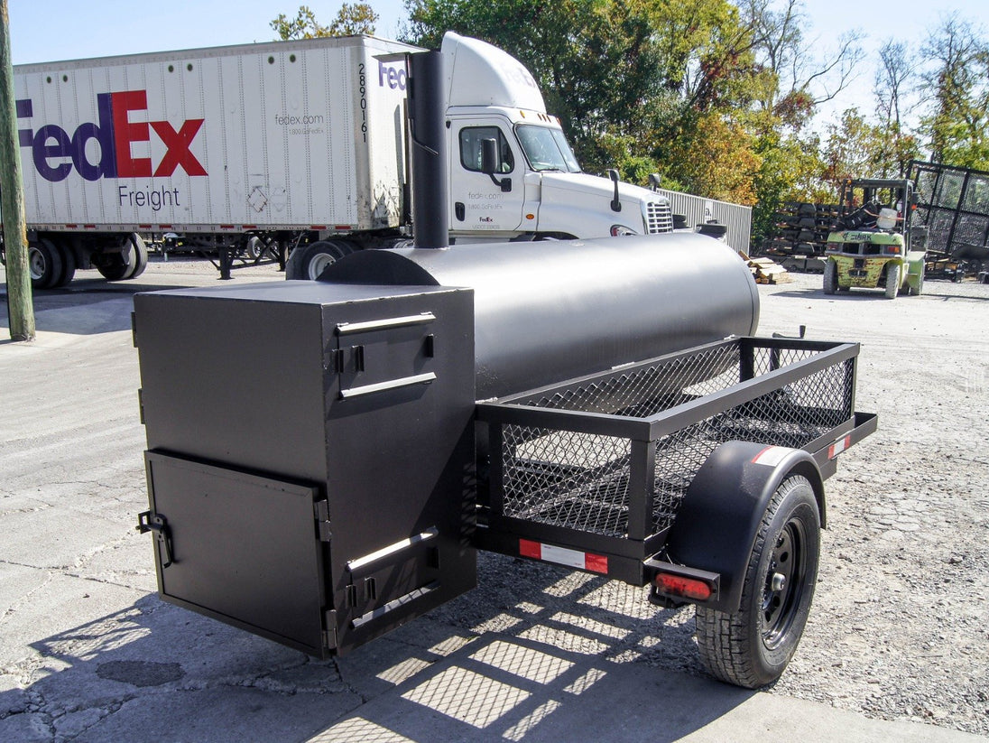 BBQ Smoker 330 Gallon Trailer Pull Behind with Wood Cage