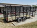 7x18 Tandem Straight Deck Utility Trailer with 6ft Mesh Sides and Ladder Racks